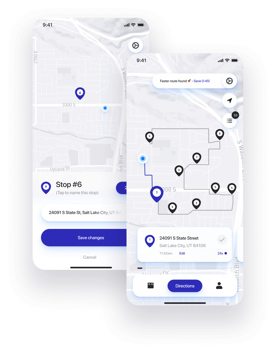 Straightaway app birds-eye view feature. See all your delivery stops. 